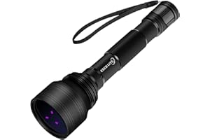 ESCO LITE 365nm Black Light UV Flashlight, 3-LED Ultraviolet Blacklight Flashlight for Rock Hunting Resin Curing, Minerals, Scorpion and Pet Urine with Batteries and Charger