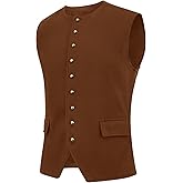 Runcati Mens Colonial Vest Renaissance Medieval Viking Costume Gothic Steampunk Halloween Retro Waistcoat
