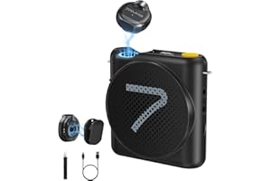 7RYMS WA2 Wireless Voice Amplifier with Magnetic Lavalier Mic for Teachers, Portable Speaker Clip-On Mic- Noise Canceling, 164ft Range, 23H Working, Lapel Amplifier for Teaching, Speech, Guide(Black