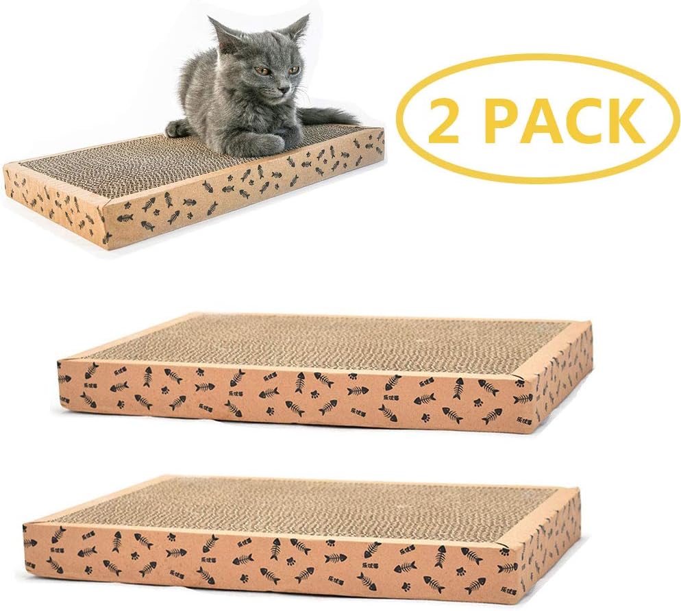 Old Tjikko Cat Scratch Pad, Scratcher with Catnip, Scratching Posts, Cat Toy Scratch Board Lounge with Bell-Ball (18.1"x 9.84" x 4.33") : Pet Supplies