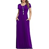 VIISHOW Women's Short Sleeve Loose Plain Maxi Dresses Casual Long Dresses with Pockets