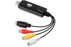 August VGB100 USB 2.0 Video Capture Device Card - Grabber Lead to Convert VHS/S Video/RGB via USB Transfer Cable - for Window
