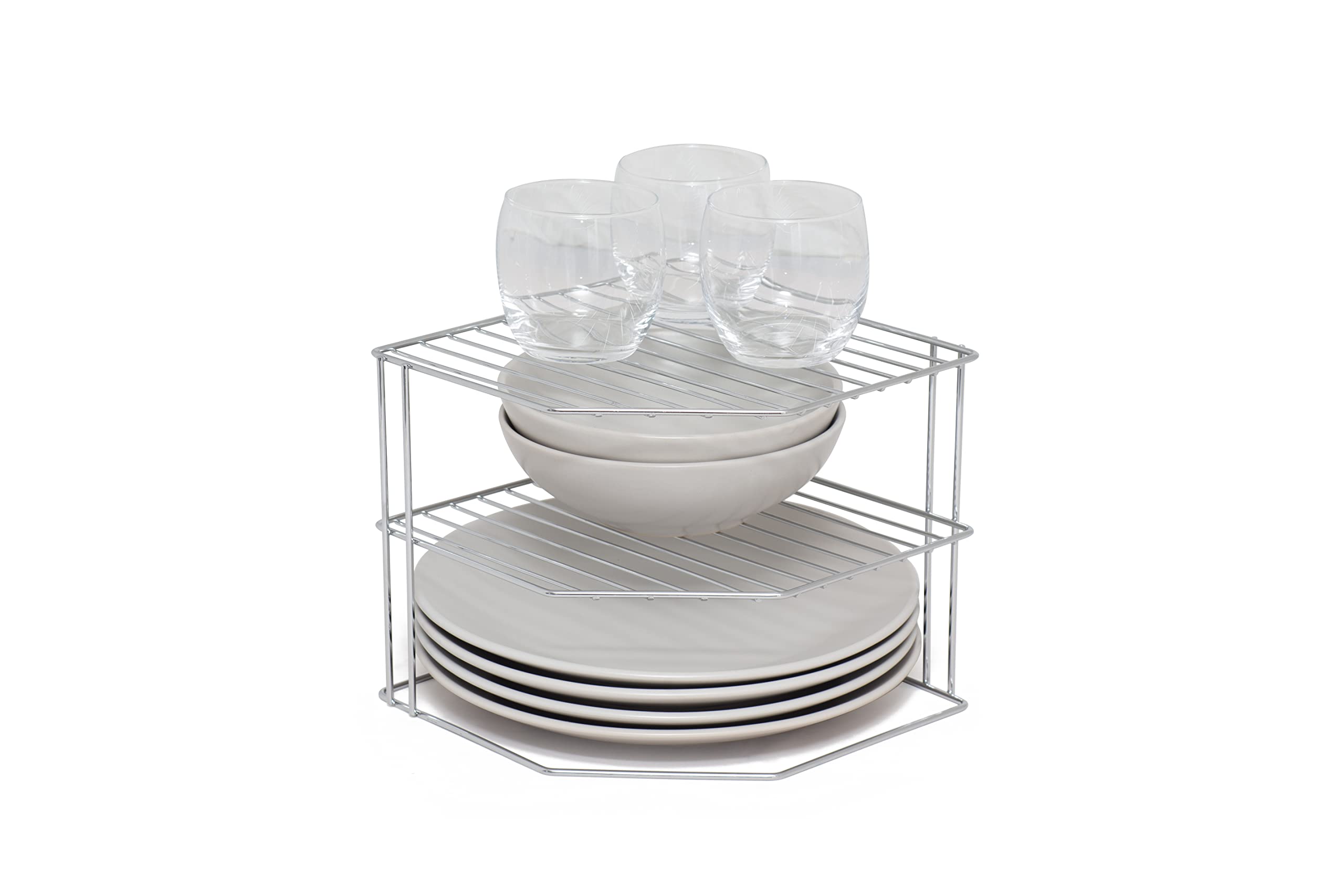 simplywire – 3 Tier Plate Rack - Kitchen Cupboard Organiser – Chrome Coated Steel