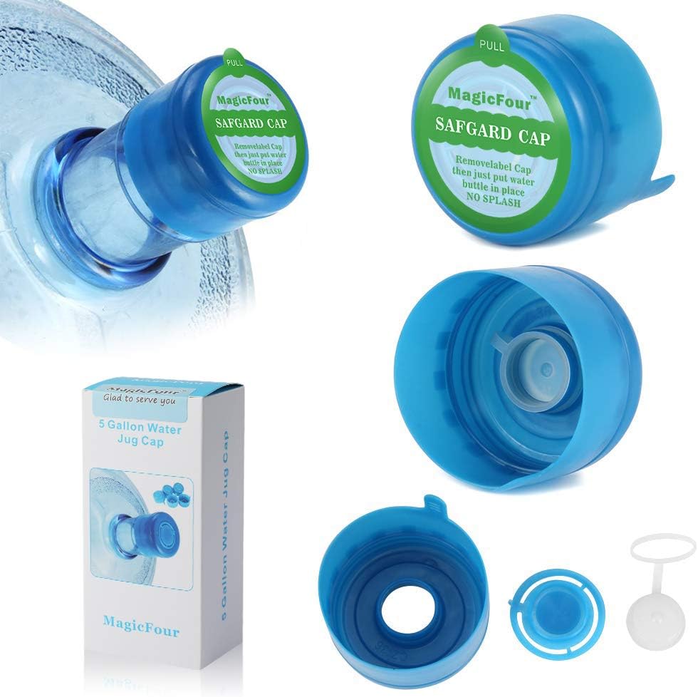 5PCS 55mm 3 and 5 Gallon Non-Spill Caps,Replacement Water Bottle Snap On Cap Anti Splash Peel 5 Piece