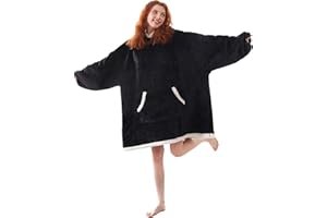 COOVA Wearable Blanket Hoodie, Oversized Flannel&Sherpa Hooded for Women and Men, Cozy Sweatshirt with Giant Pocket