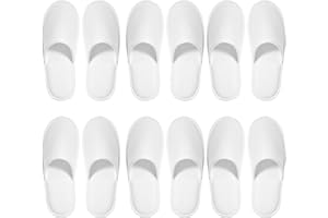 SENJUNSAFE 6Pairs disposable slipper disposable slippers for guests hotel slippers spa slippers Pack for Hotel, Spa, Travel, Shoeless Home, White Closed Toe Non-Slip
