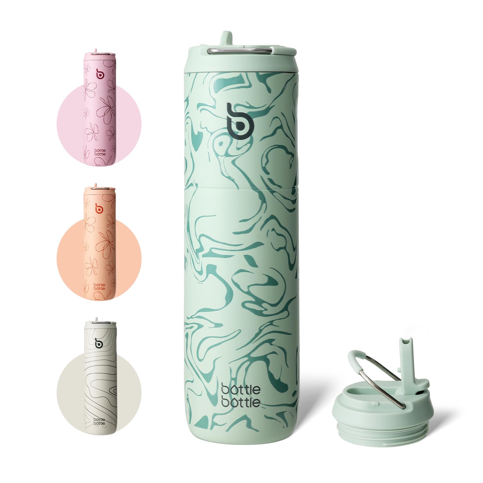 Bottle Bottle Stainless Steel Water Bottle 700ml with Straw and Lid Sports Insulated Metal Water Bottles with Handle(Valley Green) — image 1