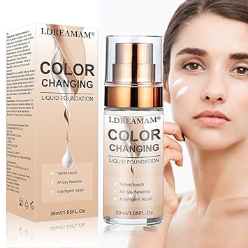Color Changing Foundation Flussige Grundierung Make Up Basis Concealer Cover Make Up Flussig Fur Gesicht Und Hals Makellose Farbwechselgrundierung Amazon De Beauty