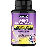 Probiotics for Women & Men Digestive Health,120 Billion CFUs, Prebiotics and Probiotics for Gut Health, D3, Zinc & Immune Support Herbs, Detox Cleanse, 45 Day - 3 Month Supply