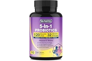 DRFOSTER Probiotics for Women & Men Digestive Health，120 Billion CFUs, Prebiotics and Probiotics for Gut Health, D3, Zinc & Immune Support Herbs, Detox Cleanse, 45 Day - 3 Month Supply