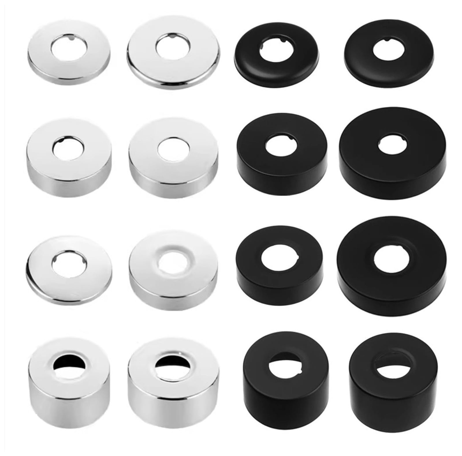 2 pcs 21 mm (1/2 Inch) Tap Rosette Stainless Steel Chrome-Plated Pipe Cover, Tap Rosette Cover for Showers, Taps, Radiators etc. (Black, 60 x 18)