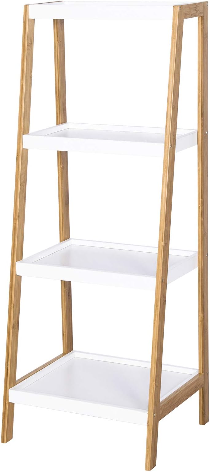 eSituro Bamboo Frame Shelves 4-Tiers Wooden Storage Rack Ladder Shelves