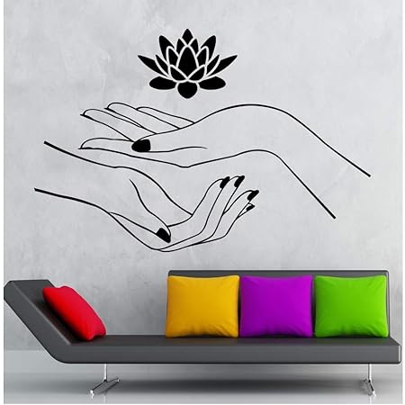 lsweia Modehaus Lotus Wandaufkleber Hände Spa Entspannung Yoga Zen Vinyl Aufkleber       44 * 70Cm