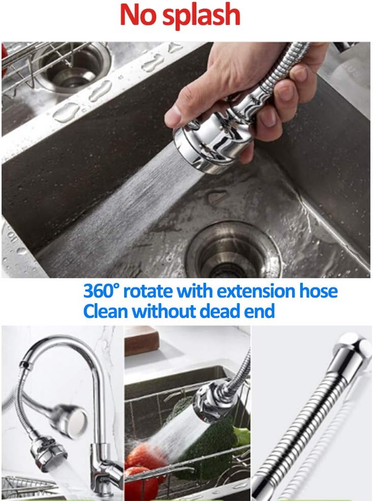 Kitchen Tap Spray Head,Tap Aerator 360 Swivel for 21.5mm and 24mm Faucet: Faucet Sprayer Attachment Avoids Water Splash with 3 Modes Adjustment - Image 5