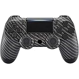 eXtremeRate Pattern Soft Touch Grip Front Housing Shell Faceplate for Playstation 4 PS4 Slim PS4 Pro Controller JDM-040 JDM-050 JDM-055 - Black Silver Carbon Fiber