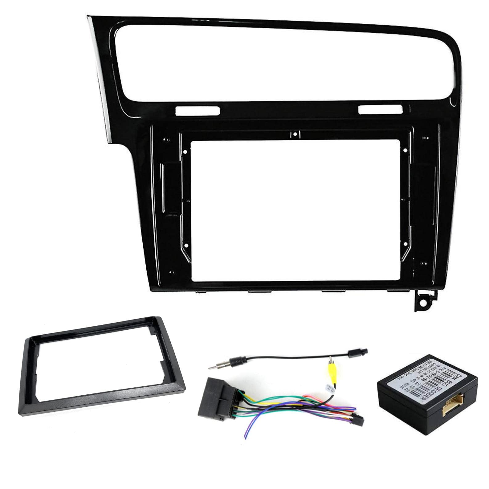 Sound-way - 10.1" inch in dash car stereo adapter mounting fascia kit for VW Volkswagen Golf 7 2012-2019 black - KA22-469