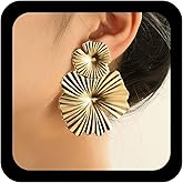 YienDoo Boho Geometric Statement Flower Drop Dangle Earrings Vintage Gold Floral Leaf Earrings Lightweight Geometric Large Statement Earrings Wedding Prom Earrings Jewelry for Women