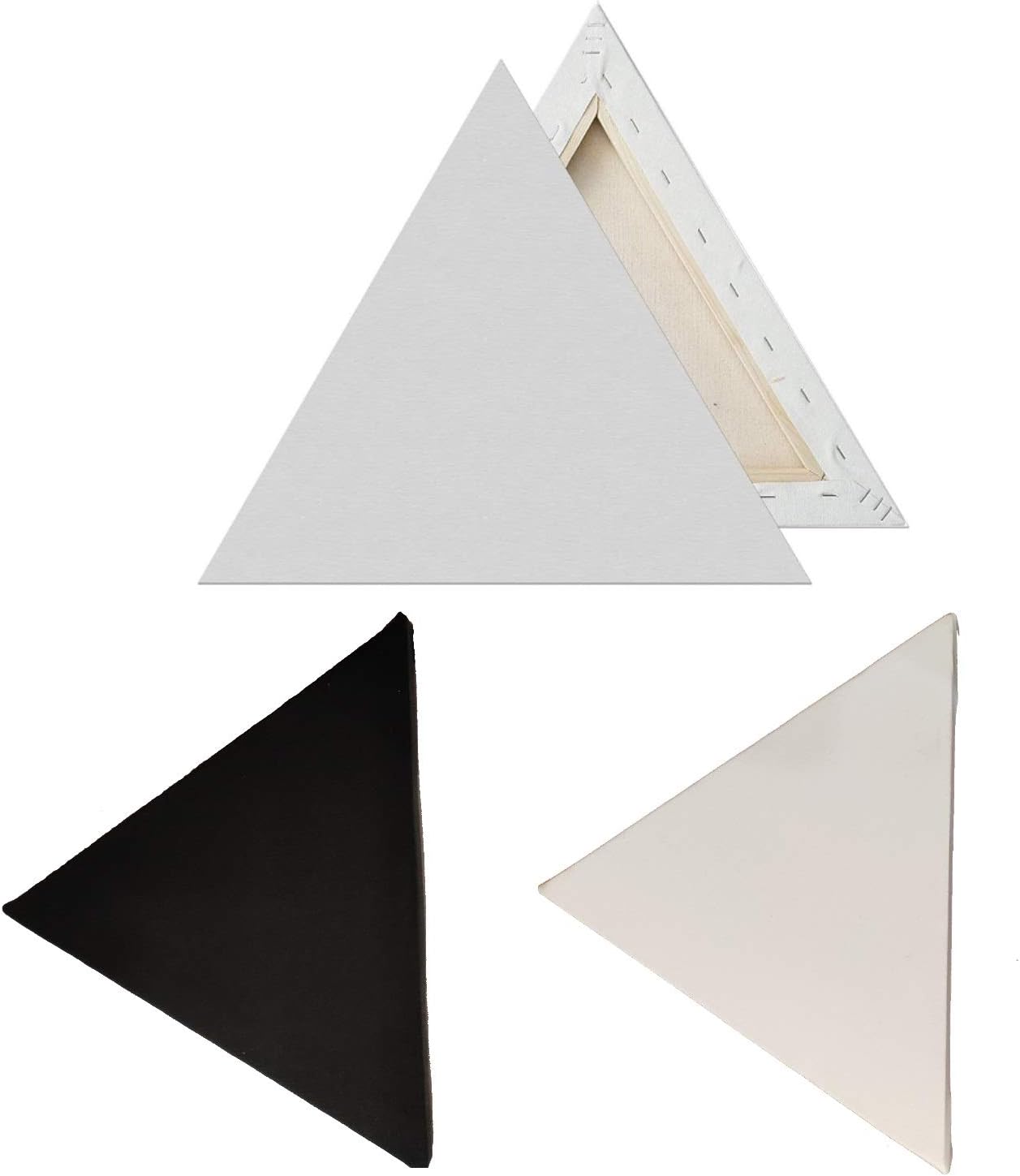 SKYHawk Pre Stretched Triangle Shape Canvas Frame(Black, White, Linen) (10 oz) (Set of 3)