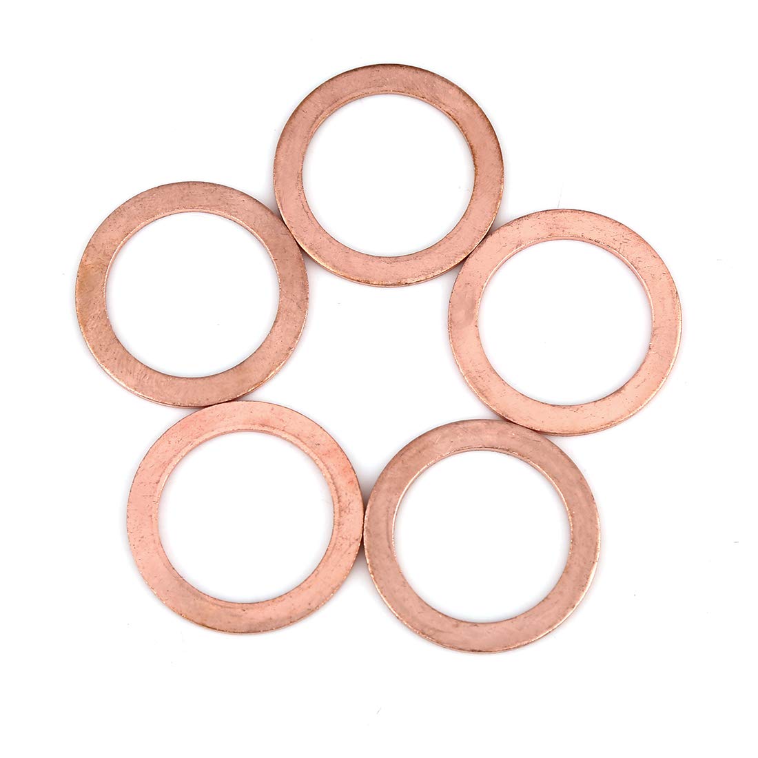 X AUTOHAUX 5pcs Copper Washer Flat Sealing Ring Spacer for Car 22 x 29 x 1.5mm
