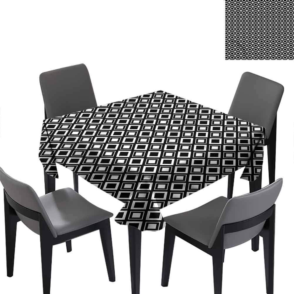 Black and White Wrinkle Free Tablecloths Squares Modern for Holiday Dinner,Wedding,Picnic,Patio,Kitchen 60x60 inch