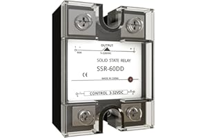 MAKERELE SSR-60DD Solid State Relay DC Control DC Input 3-32VDC to Output 5-220VDC Single Phase Semi-Conductor Relay Module