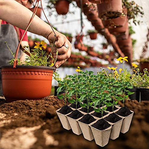 Seed Starter Peat Pots-Biodegradable Plant Seed Starter Peat Pots Holes Eco-Friendly Germination Seedling Trays with Bonus 10pcs Plant Markers for Vegetable Seed Germination，10pcs（120 Cells）