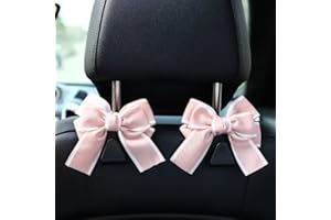 BVGACI 2 Pack Car Purse Hooks, Cute Bow Car Seat Headrest Hook Hanger for Purses and Bags (pink)