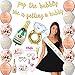 Golden Shop Bachelorette Party Decorations Kit | Bridal Shower Supplies - Bride to Be Sash,Veil, Ring Foil Balloon, Champagne Bottle Foil Balloon, 2 Gold banners,10 Photo Booth Props,12 Latex Balloons