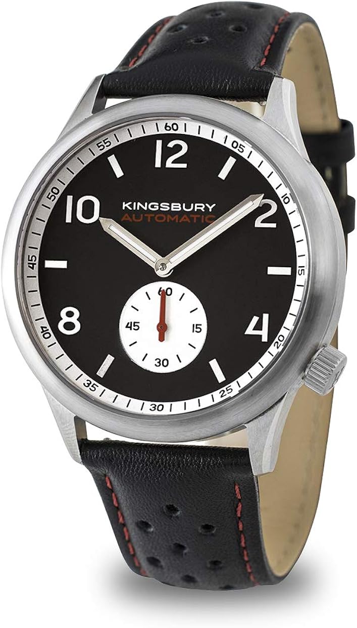 Men's Mechanical Automatic Racing Watch Leather Band Black