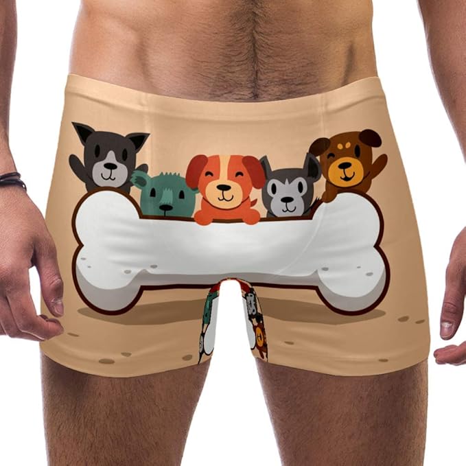 Lorvies Herren Schwimmanzug, CartoonHunde mit großem Knochen, kurze