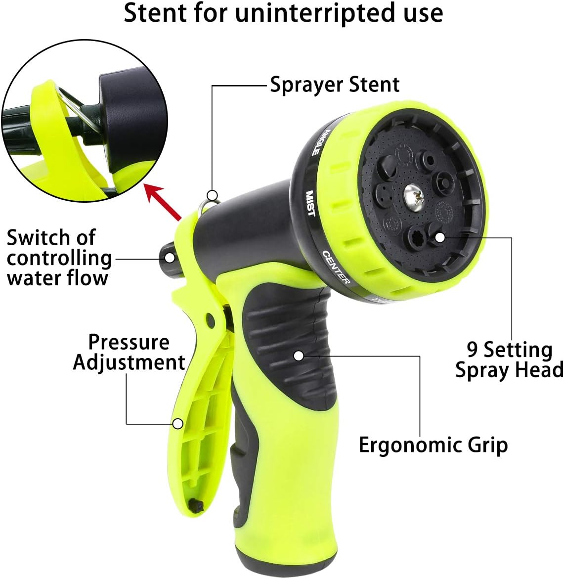 Sunflora 50 ft Expandable Garden Hose Bonus 10 feet with Solid Brass Fittings and 9 Patterns Spray Nozzle, Flexible No Kink Water Hoses for Lawn Total 60 Feet : Garden & Outdoor