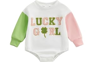 FOCUSNORM St. Patrick Toddler Baby Girl Outfit Nweborn Infant Clothes Long Sleeve Sweatshirt Romper Cute Crewneck Onesie