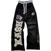 Double Waisted Sweatpants Men Graphic Embroider Y2k Sweatpants Men Graffiti Streetwear Wide Leg Boxer Sweat Pants