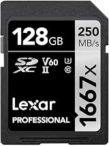 Lexar Professional 1667x 128GB SD Card UHS-II U3 V60 SDXC LCD