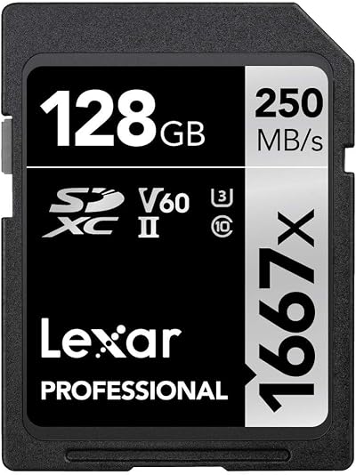 Lexar Professional 1667x 128GB SD Card UHS-II U3 V60 SDXC LCD