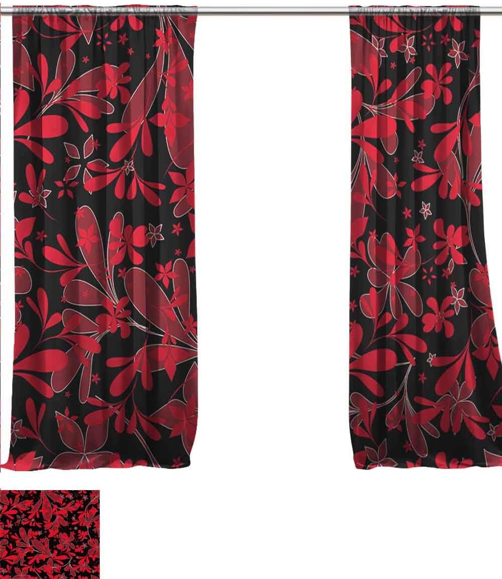 Amazon Com Vanfanhome Sheer Curtains Bedroom Black Red Flower