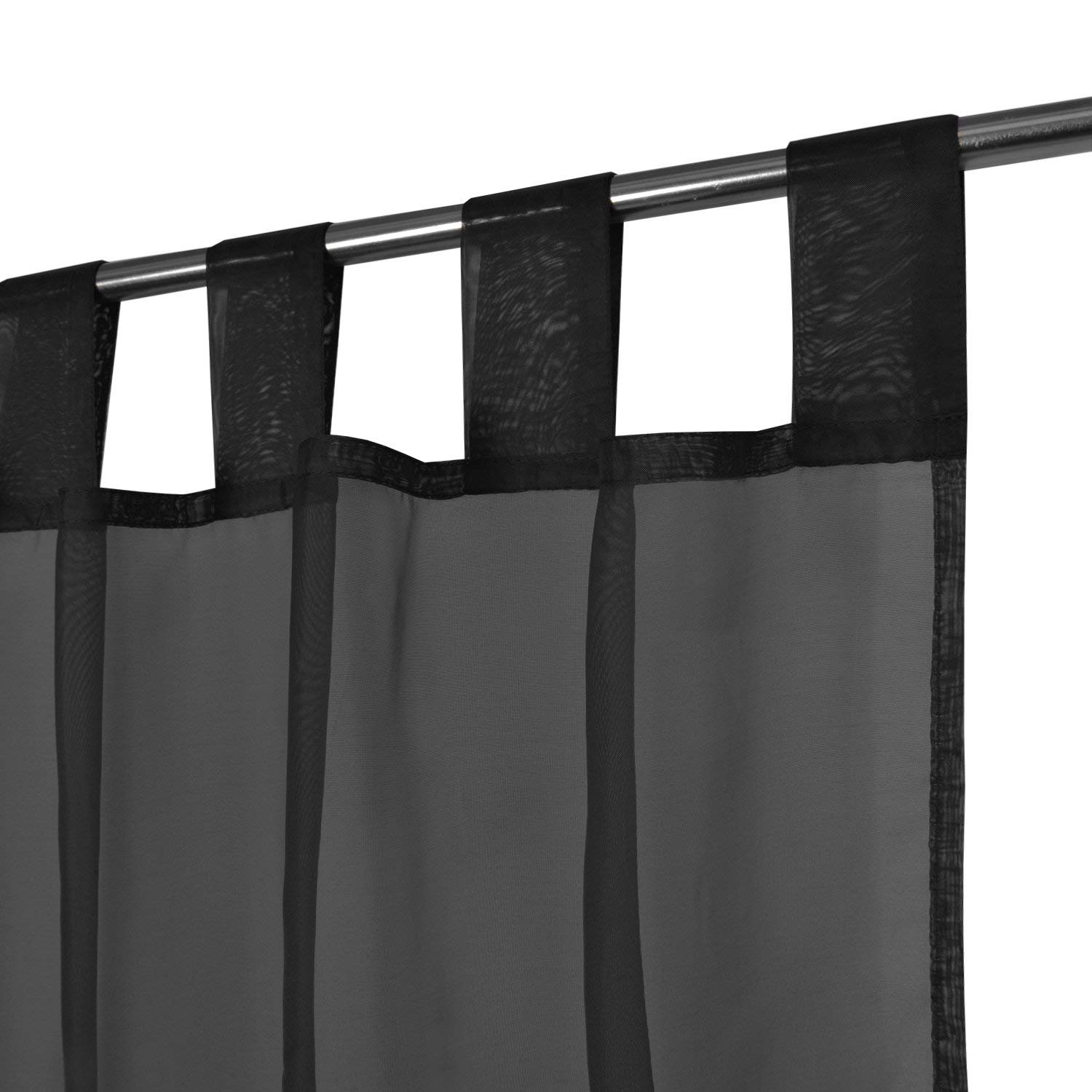 Megachest lucy Woven Voile Tab Top Curtain 2 Panels with ties (28 colors) (black, 56" wideX108 drop(W142cmXH274cm))