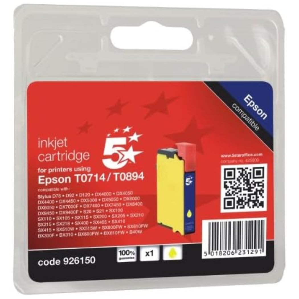 5 Star Compatible Inkjet Cartridge Yellow [Epson T071440 Equivalent]