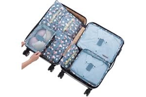 Fxkoolr 7 Set Packing Cubes, Travel Foldable Luggage Organizers Storage Bag Accessories Suitcase with Laundry Bag & Shoe Bag