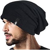 VECRY Mens Slouchy Beanie Knit Skull Cap Long Baggy Hip-hop Winter Summer Hat B305