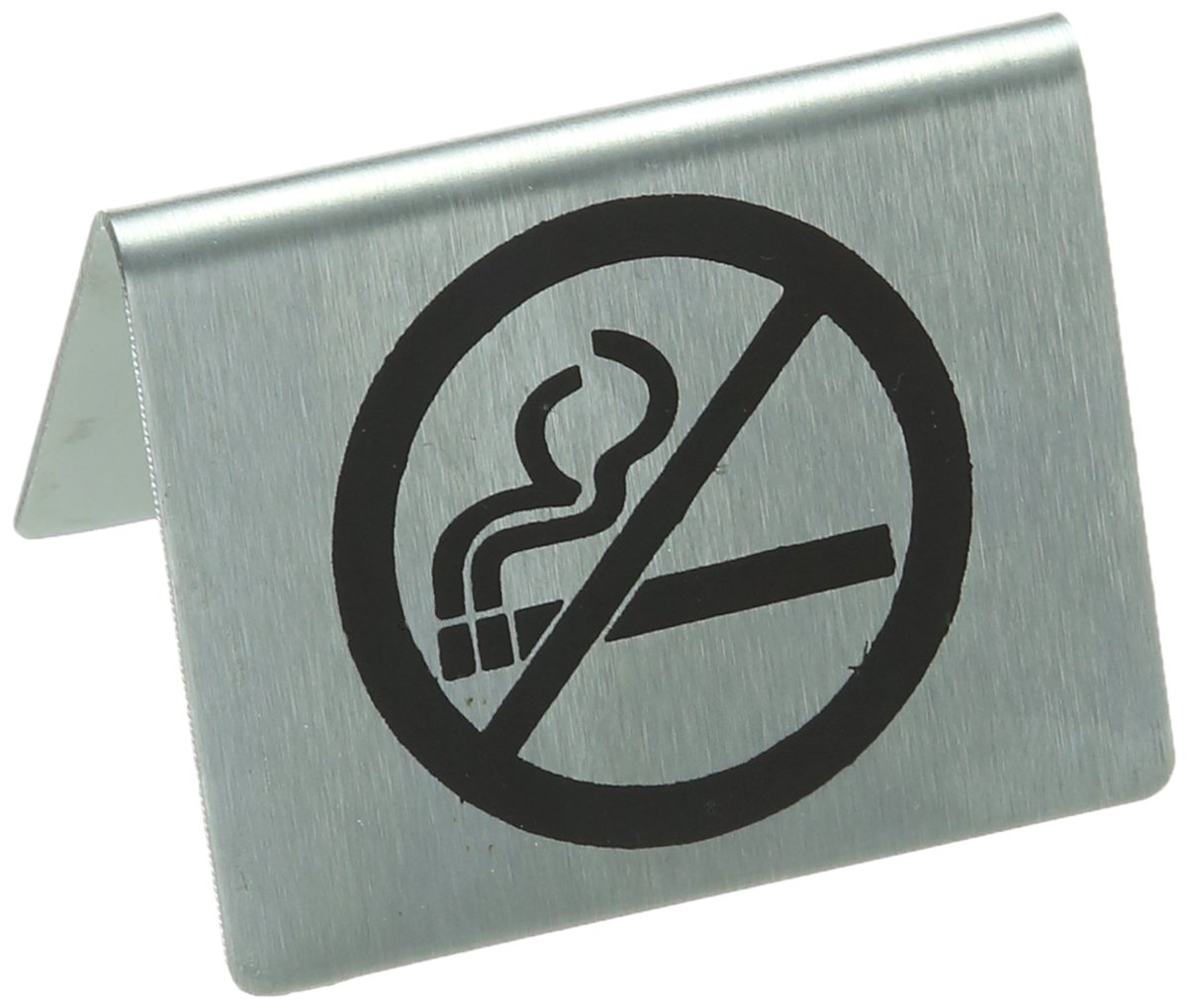 Stalwart U044 Stainless Steel Table Sign, No Smoking