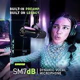 Shure SM7dB Dynamic Vocal Microphone with Built-in Preamp – XLR, Black view 7