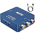 ABLEWE RCA to HDMI,AV to HDMI Converter, 1080P Mini RCA Composite CVBS Video Audio Converter Adapter Supporting PAL/NTSC for TV/PC/ PS3/ STB/Xbox VHS/VCR/Blue-Ray DVD Players, Blue