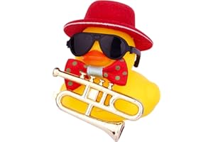 MuMyer Car Rubber Duck Ornaments Yellow Duck Car Dashboard Decorations with Mini Hat Musical Instrument Sunglasses Necklace(I22)
