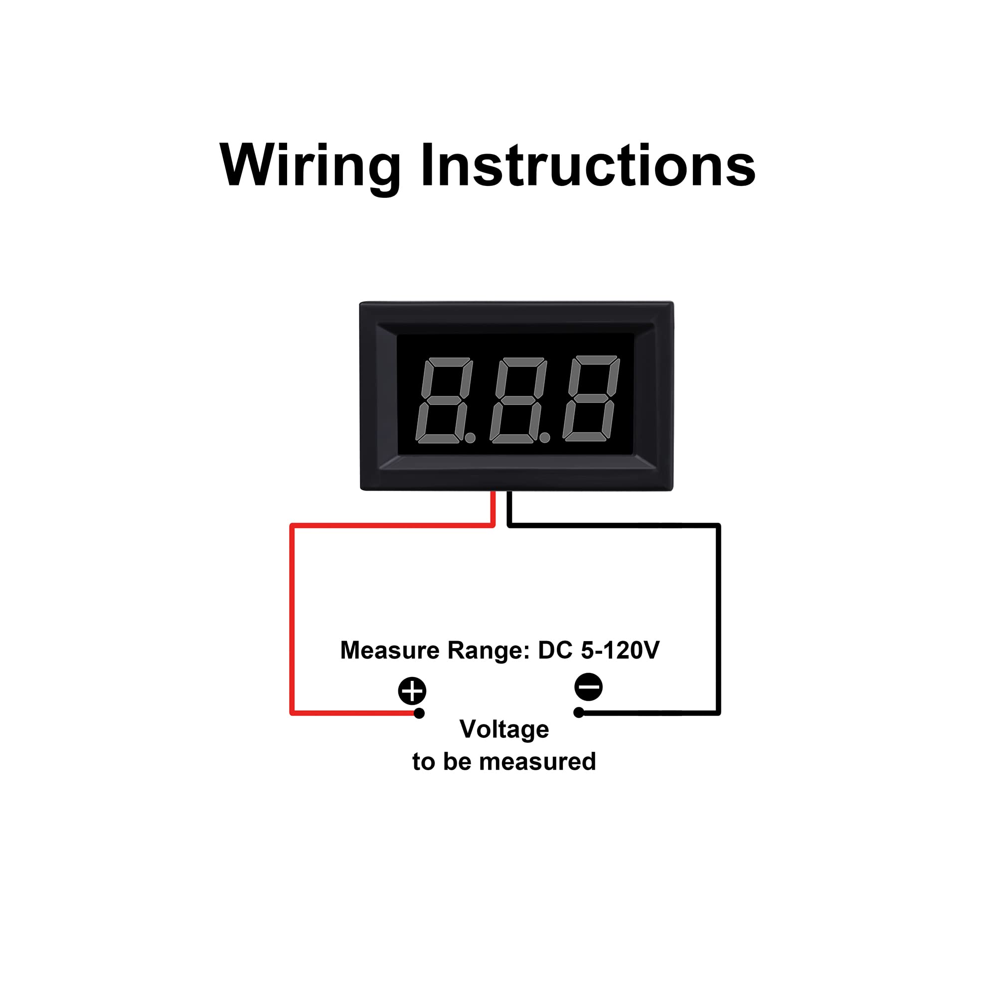 CrocSee 2Pack DC 5-120V Mini Voltmeter Blue LED Digital Display Panel Voltage Meter, 2-Wire, 0.56 Inch, for Motorcycle Battery Monitor