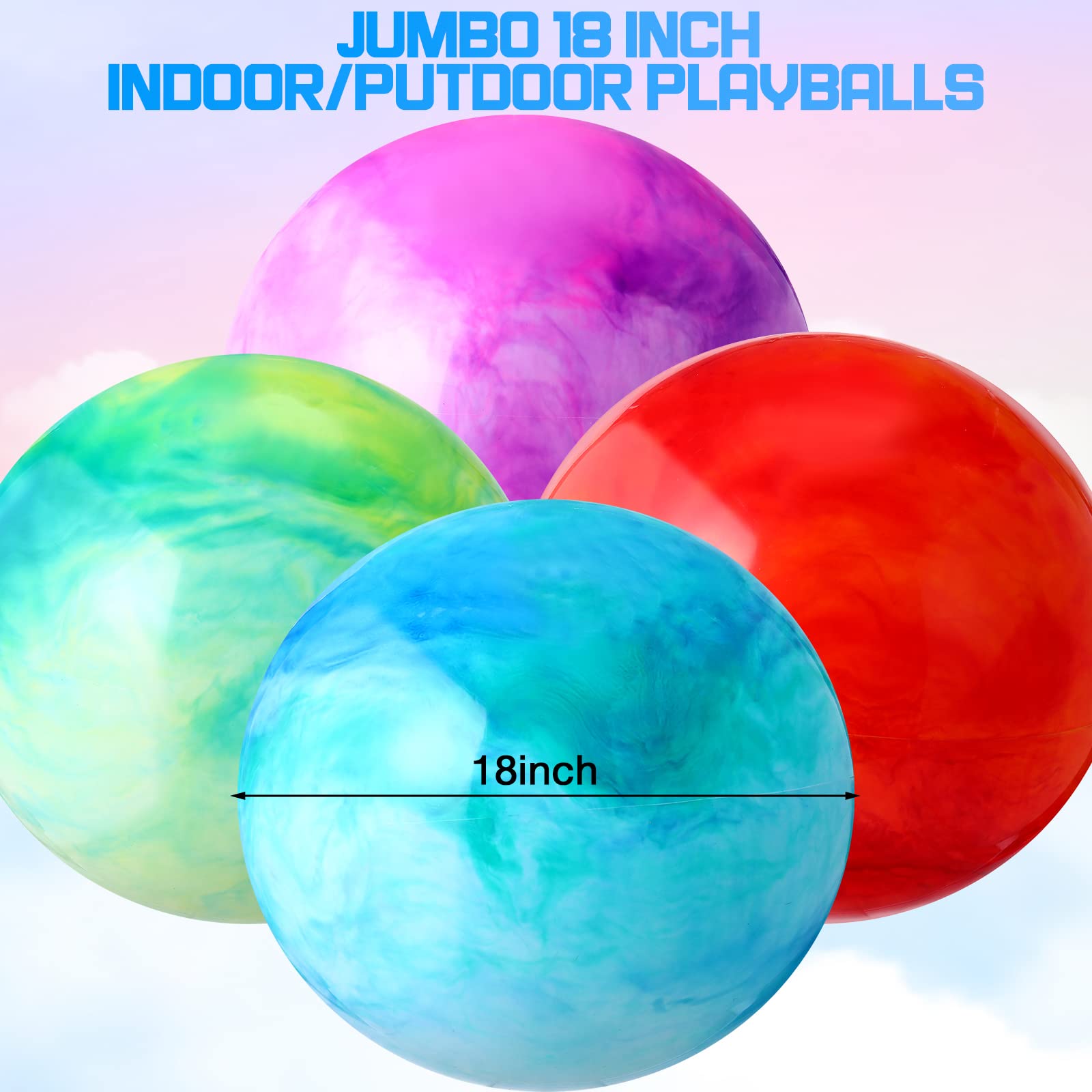 Chumia 18 Inch Fun Bouncy Balls 5 Pcs Rubber Inflatable Beach Ball Bouncing Sensory Playballs with Hand Air Pump for Park Backyard Beach Indoor Outdoor Party Favors