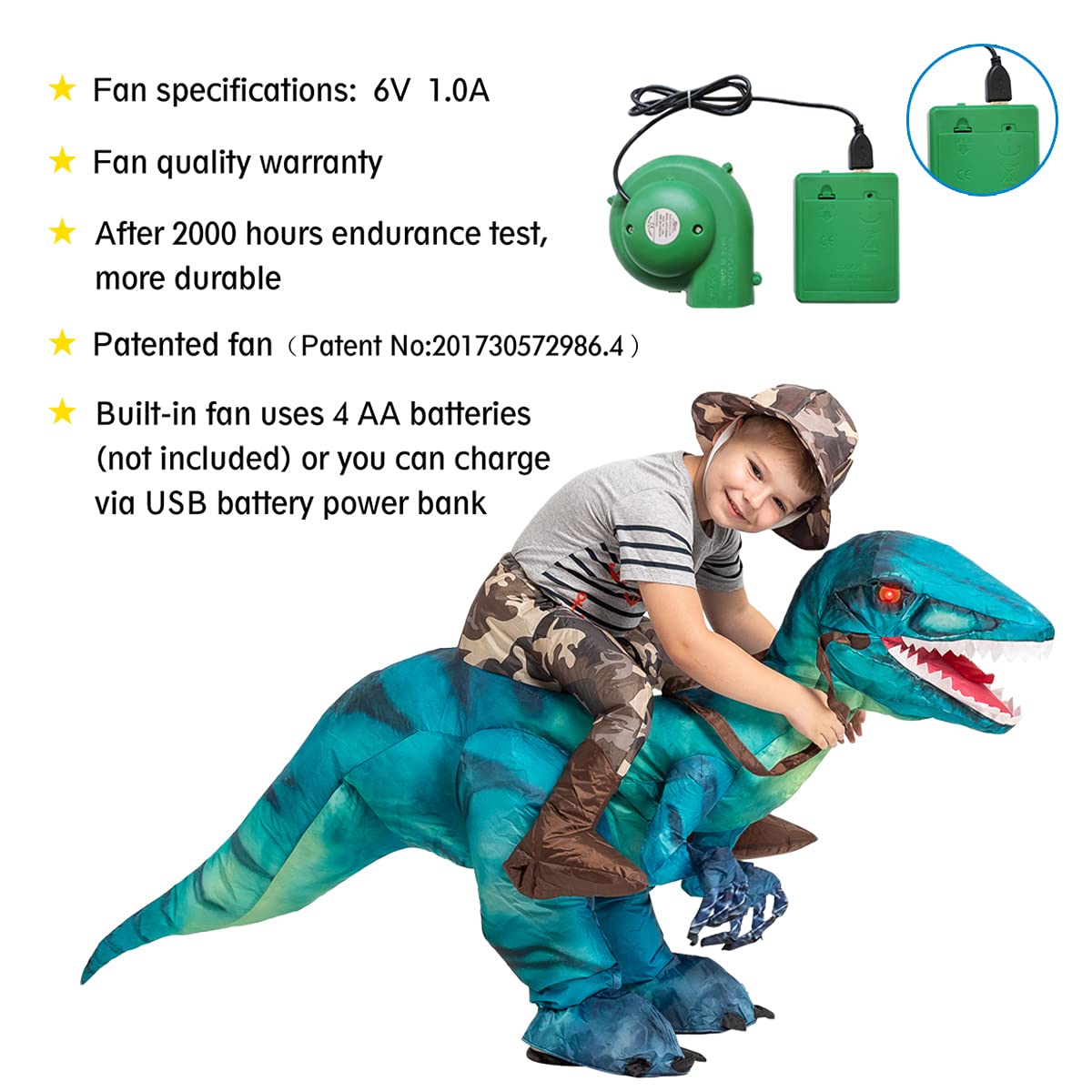 GOOSH Inflatable Dinosaur Costume for Kids Halloween Costumes Boys Girls Funny Blow up Costume for Halloween Party Cosplay…