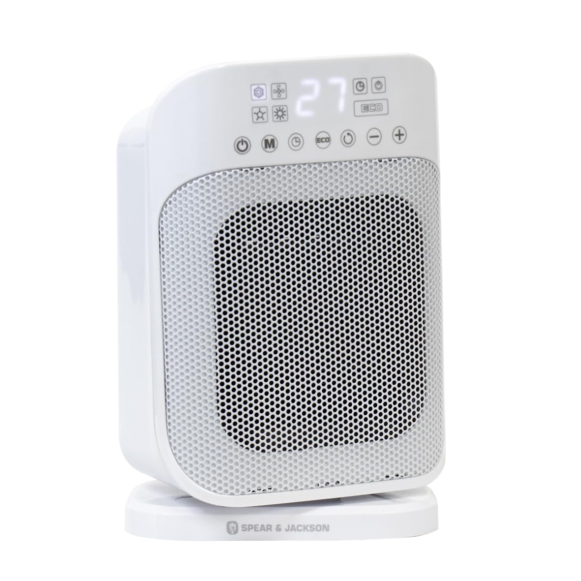 Spear & Jackson 38885 Digital Electric Heater with LED Display/Cooling and Eco Mode/Oscillating and Timer Function / 29 x 19 x 14cm / 1500W