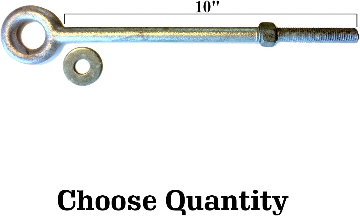 Eye Bolt Galvanized 1/2 Inch X 10 Inch, Eye Bolt with Washer and