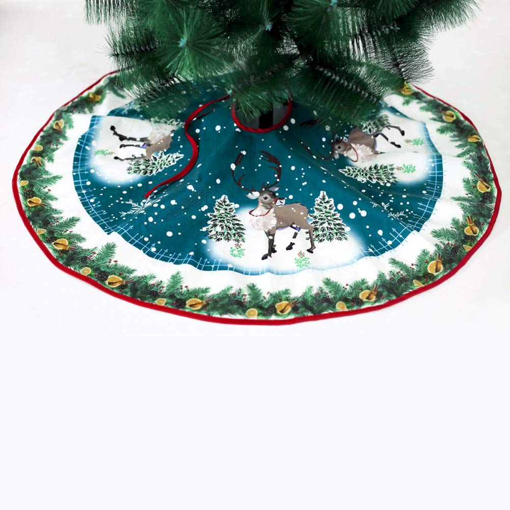 Christmas Tree Skirt 36inch Christmas Tree Floor Mat Cover Santa Claus Elk Christmas Tree Decorations Large Non-woven Apron Xmas Tree Skirt Base Cover Xmas Tree Decor for Christmas Holiday Party Decor